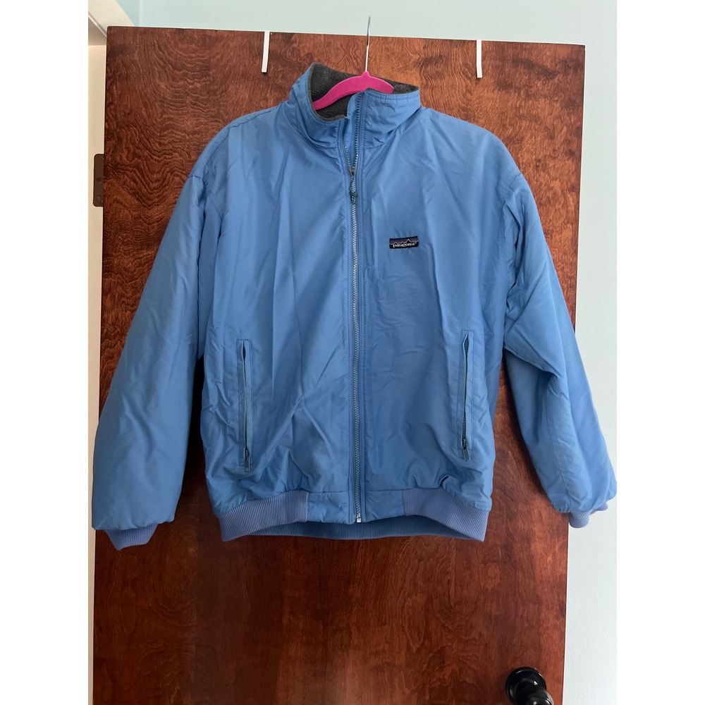 Patagonia Fleece Lined Bomber Jacket Mens Medium Blue Good Vintage Full Zip